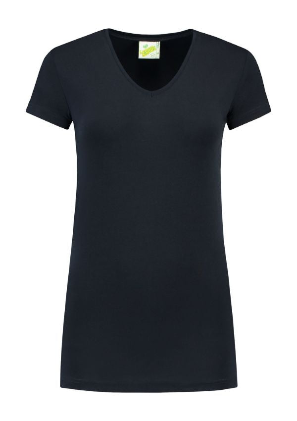 Lemon & Soda Extra lang dames T-shirt stretch met V-hals