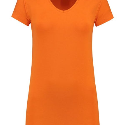 Lemon & Soda Extra lang dames T-shirt stretch met V-hals