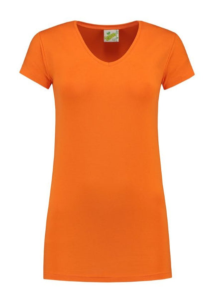 Lemon & Soda Extra lang dames T-shirt stretch met V-hals