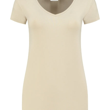 Lemon & Soda Extra lang dames T-shirt stretch met V-hals