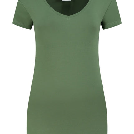 Lemon & Soda Extra lang dames T-shirt stretch met V-hals