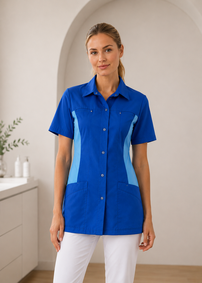 Werkkleding.com Haen stretch zorgjas Mette blauw