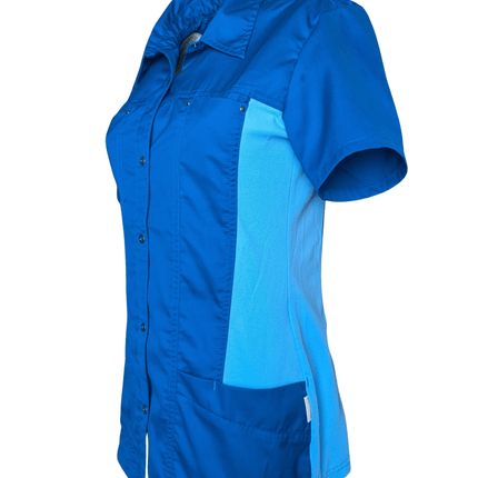 Werkkleding.com Haen zorgjas Mette stretch blauw