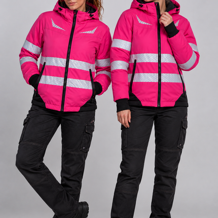 Werkkleding.com INDIQUE dames werkjas fuchsia reflecterend JSHV100